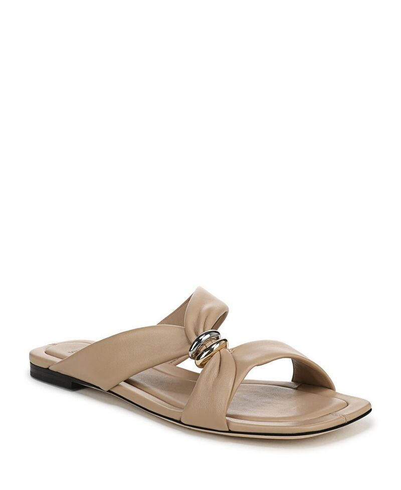 ヴィンス レディース シューズ サンダル レザー Vince Womens Vilma Leather Slide Sandals Warm Almond