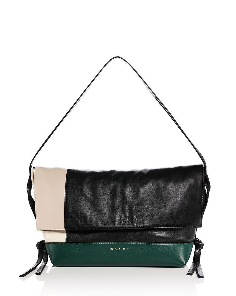 マルニ レディース バッグ レザー Marni Leather Shoulder Bag WhiteBlackDark Petrol ホワイト