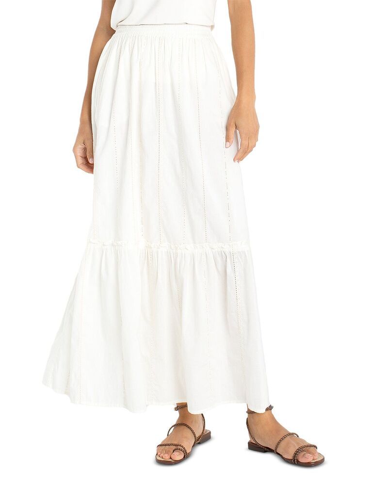 リヴァプール ロサンゼルス レディース ボトムスカート ティアード Liverpoolos Angeles Tiered Woven Pull On Skirt Cream Stripembroidery クリーム