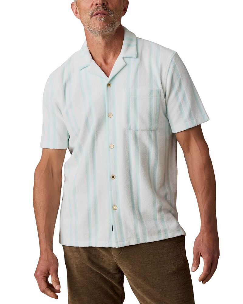 ファレティ メンズ トップス シャツ リラックスフィット パイル Faherty Short Sleeve Relaxed Fit Cabana Towel Terry Shirteal Springstripe ティール