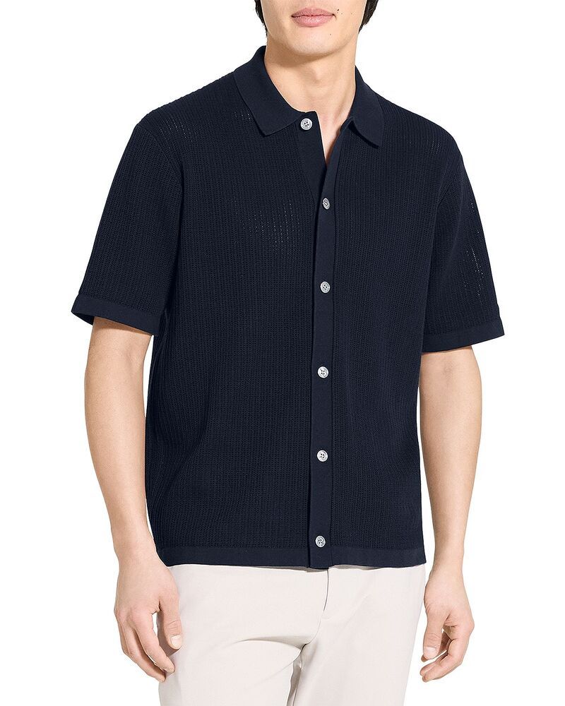 セオリー メンズ トップス シャツ ボタンダウン コットン ダウン Theory Short Sleeve Button Down Shirt in Tactile Cotton Baltic