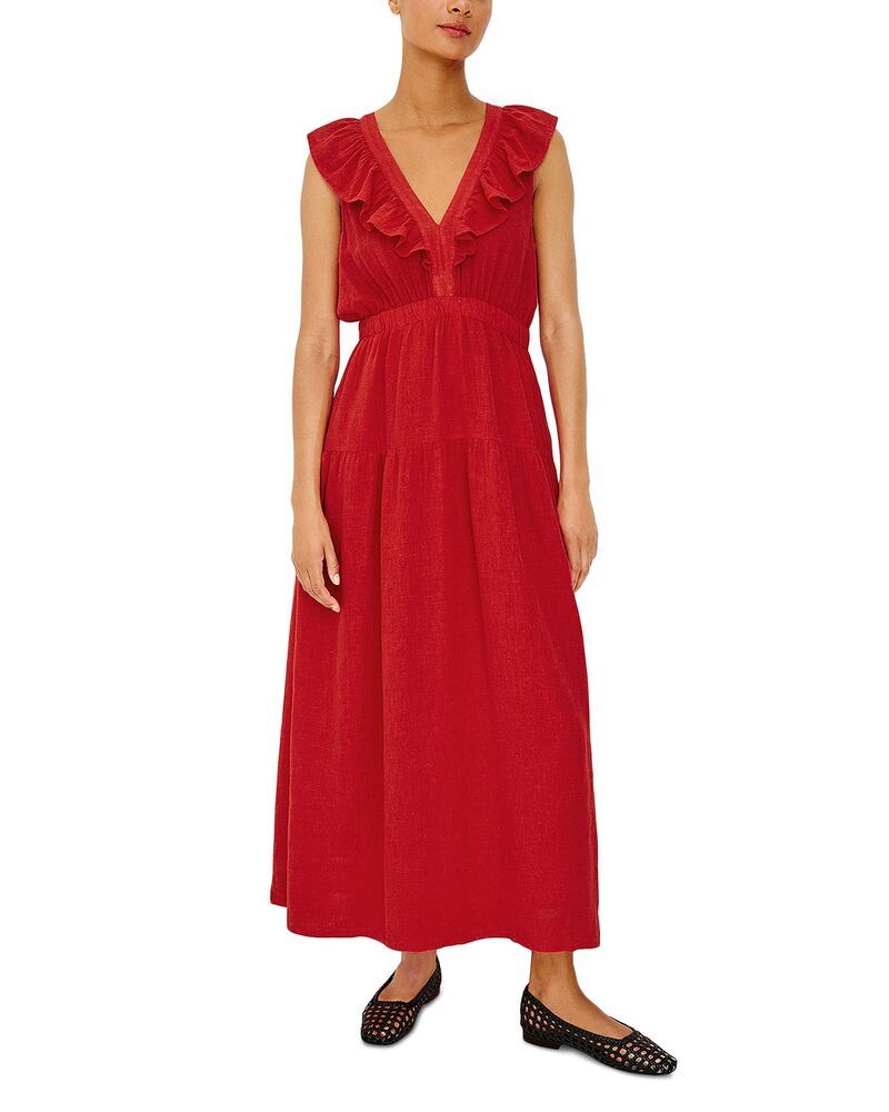 レイルズ レディース トップス ワンピース フリル マキシ Rails Beaux Ruffle Neck Maxi Dress Tomato