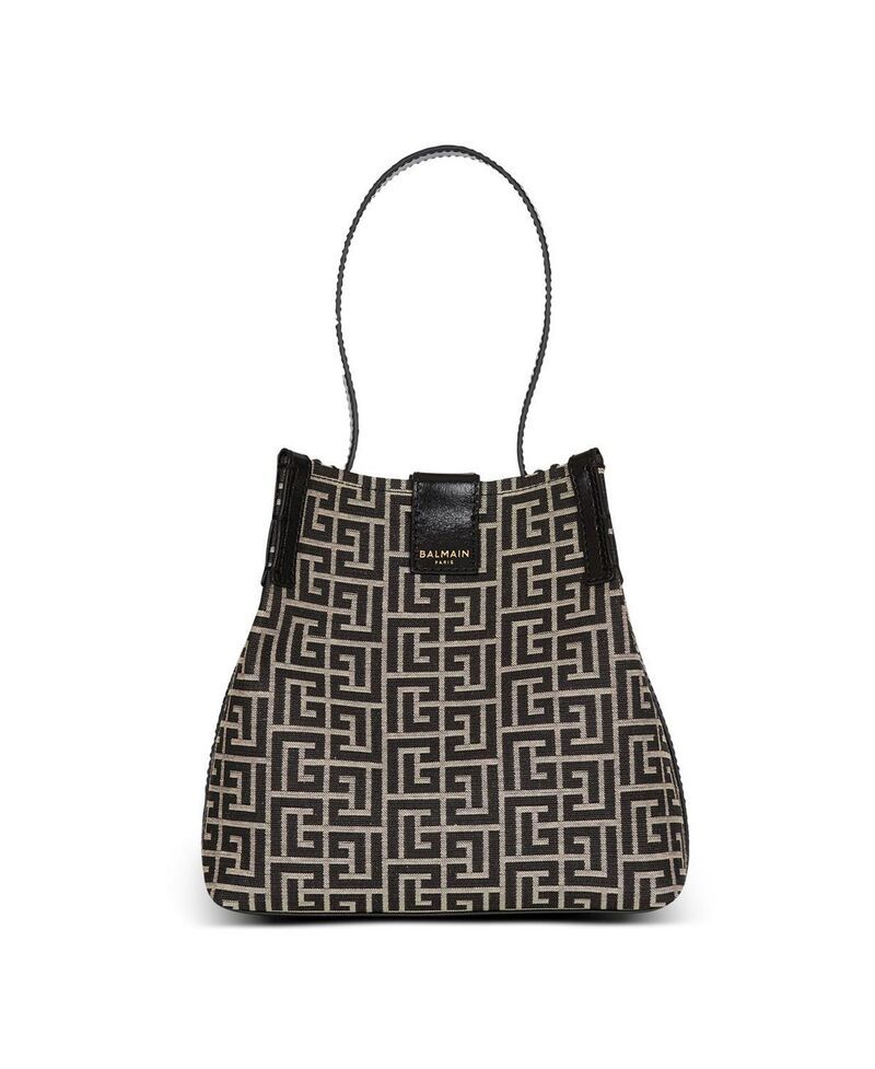 バルマン レディース バッグ Balmain Release Bucket Bag in Jacquard and Calfskin Black ブラック