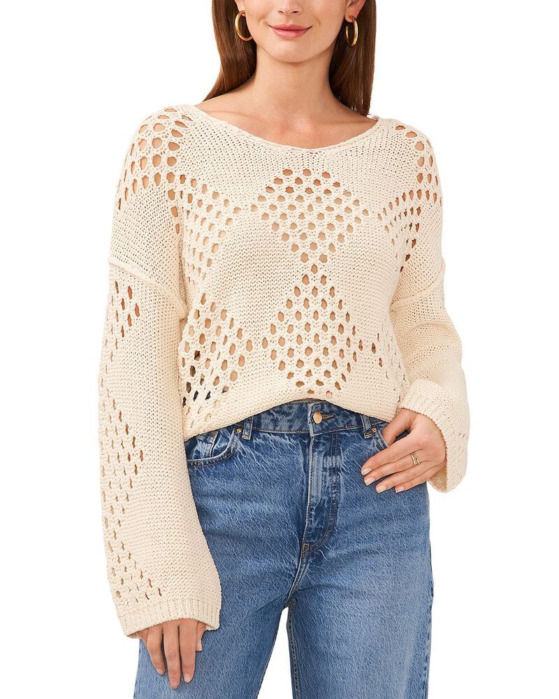 ヴィンスカムート レディース アウター ニット・セーター VINCE CAMUTO Diamond Pointelle Sweater Shell White ホワイト