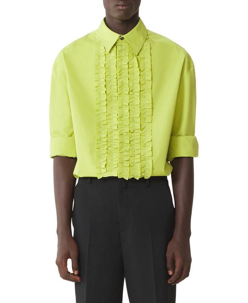 ランバン メンズ トップス シャツ コットン Lanvin Cotton Poplin Bib Front Shirt Absinth Green グリーン