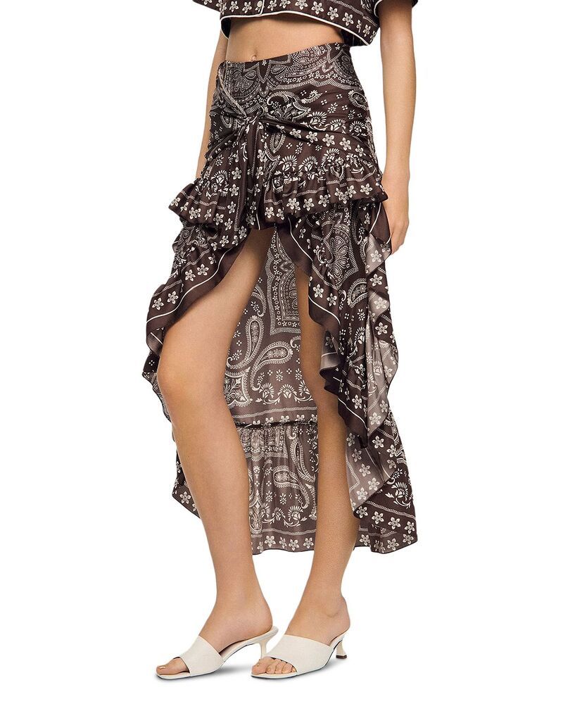サンドロ レディース ボトムスカート プリント Sandro Bandana Print Short Skirtaupe White ホワイト