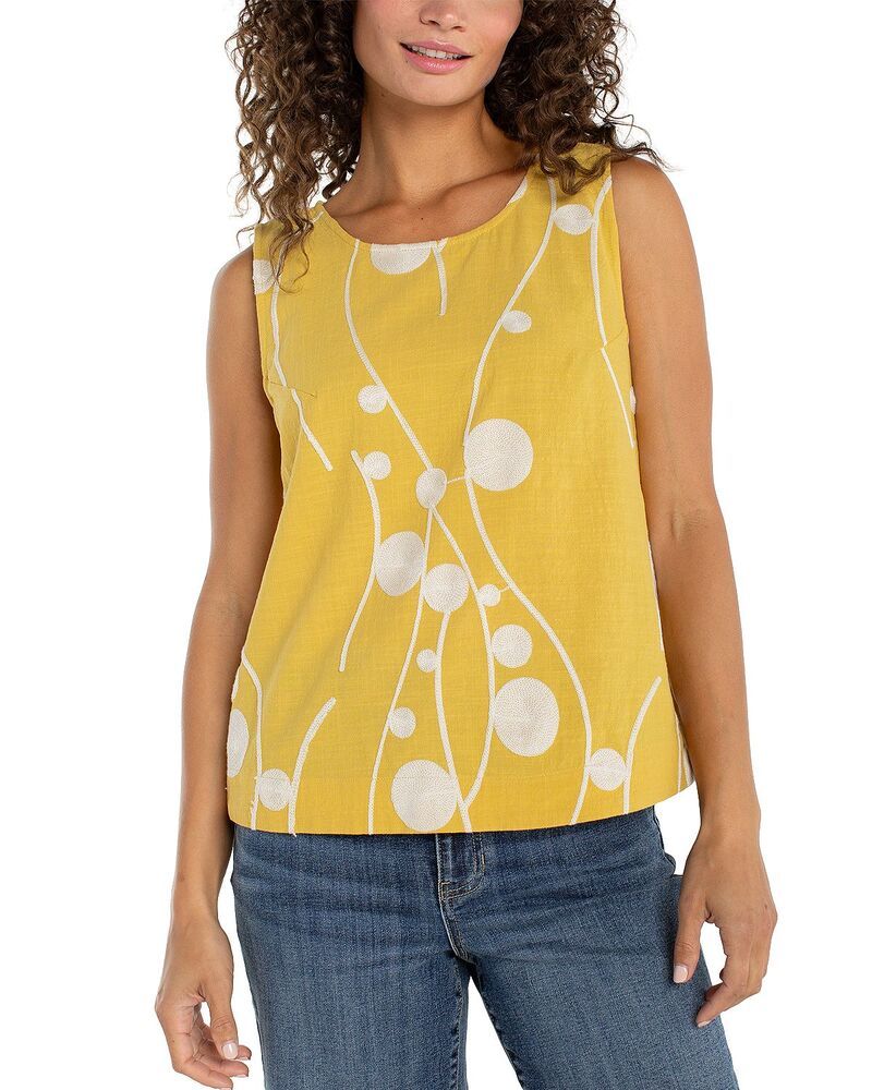 リヴァプール ロサンゼルス レディース トップス シャツ Liverpoolos Angelesleeves Button Back Top YellowCream Embroidery クリーム