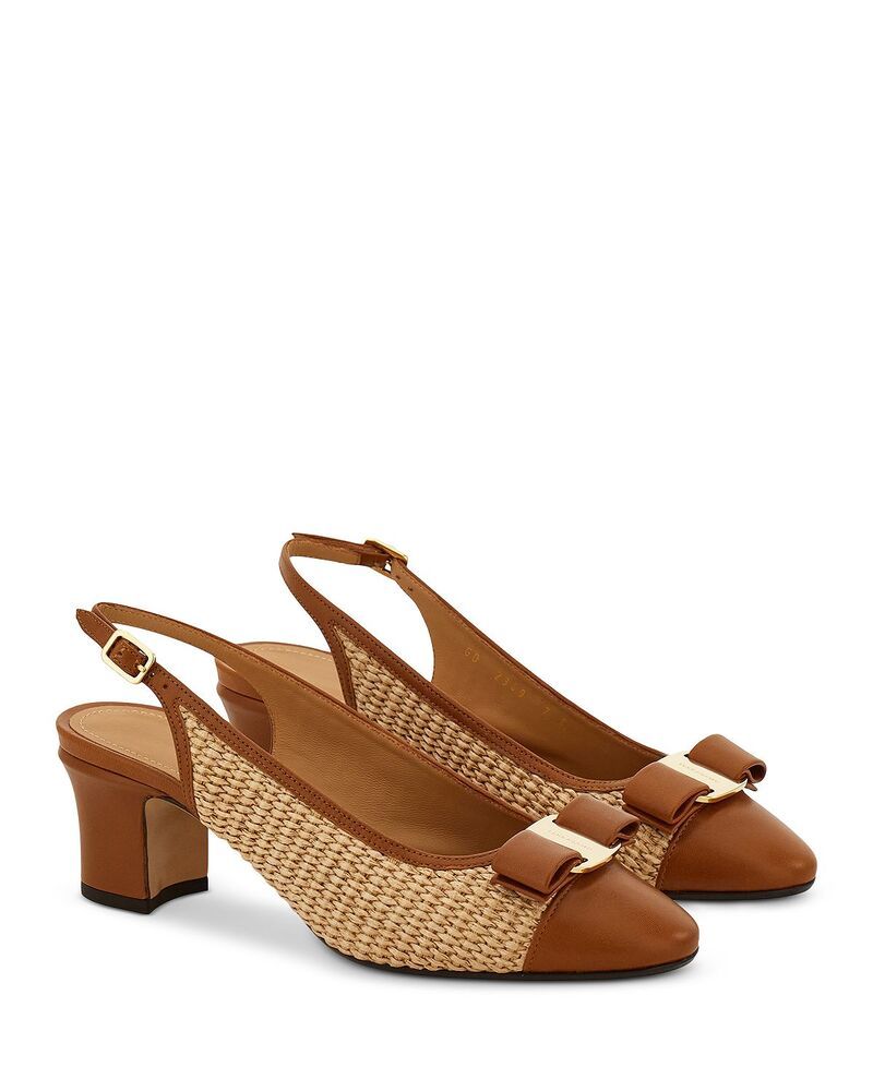 フェラガモ レディース シューズ パンプス FERRAGAMO Womens Vetty 55 Slingback Pumps Naturale Raffia