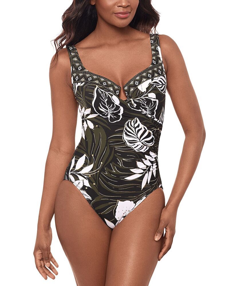ミラクルスーツ レディース 水着 上下セット キャップ ケープ Miraclesuit Elle Dorado Escape One Piece Swimsuit BlackMulti ブラック