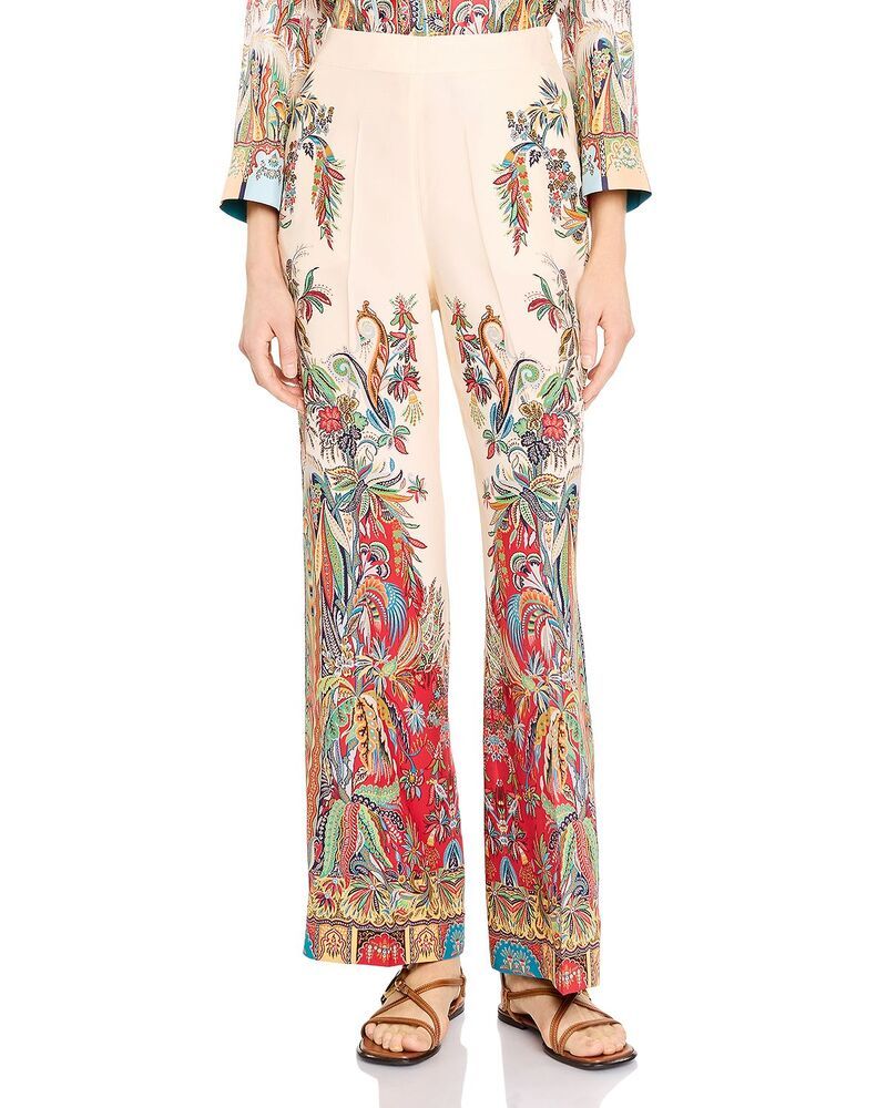 エトロ レディース ボトムス カジュアルパンツ プリント シルク Etro Silk Printed Pants Printed White ホワイト