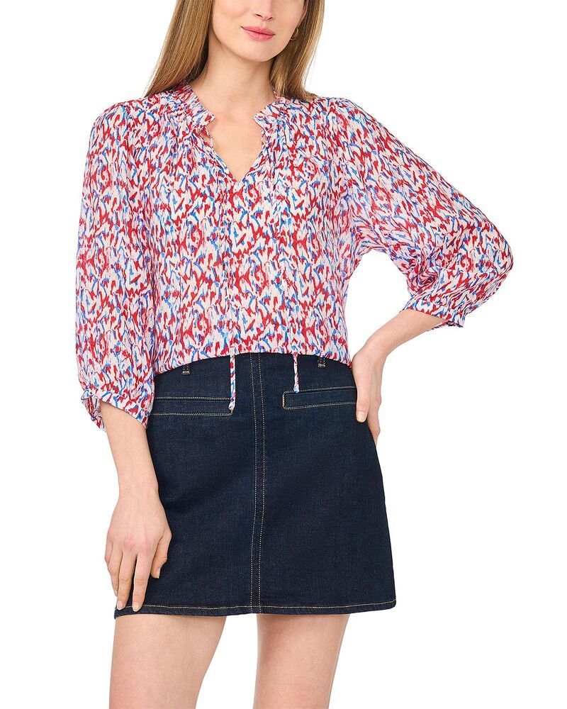 ヴィンスカムート レディース トップス シャツ ブラウス VINCE CAMUTO Raglan Split Neck Peasant Blouse Red Hot レッド