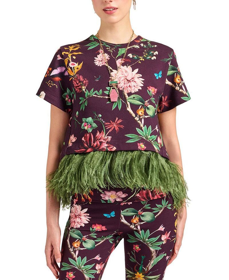 ラ・ダブル・ジェイ レディース トップス Tシャツ La DoubleJ La Scala Tee Zooflora Bordeaux