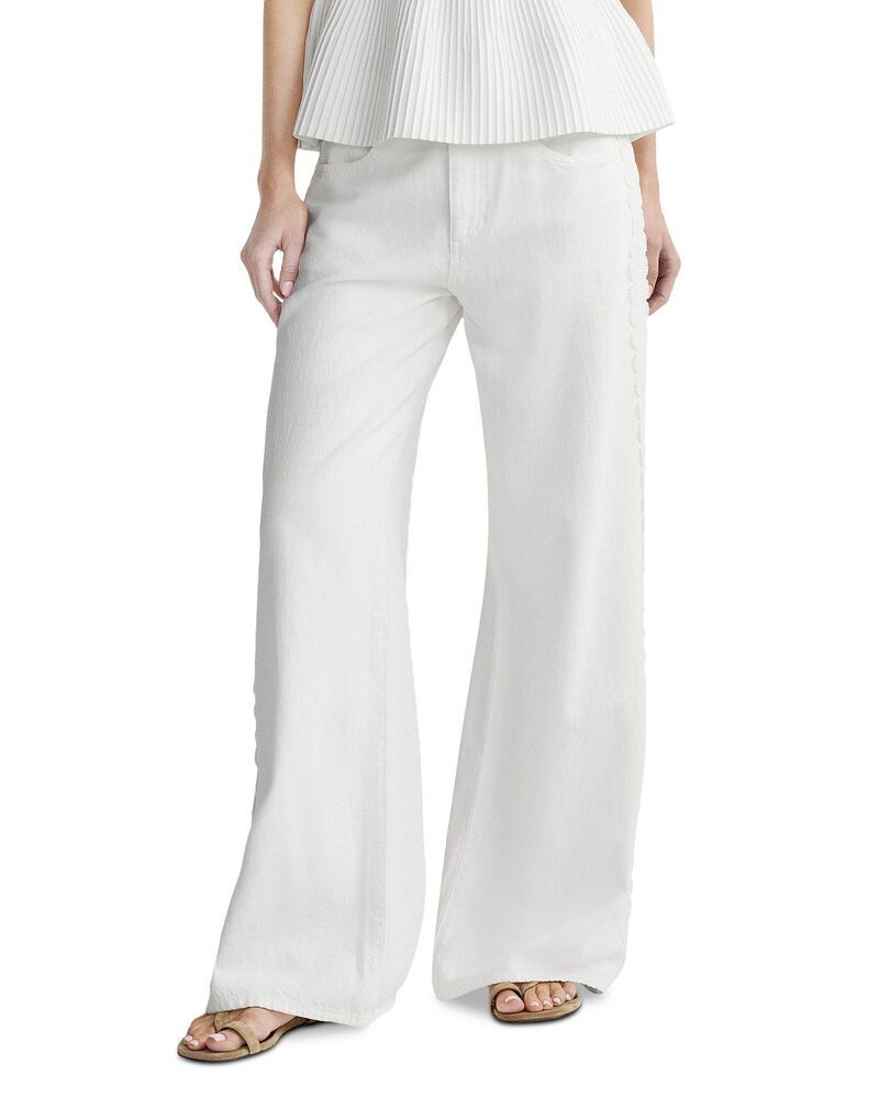 ディーエル 1961 レディース ボトムス デニムパンツ ワイドレッグ ローライズ レース ジーンズ DL1961 Alex Aura Baggy Wide Leg Low Rise Jeans Lace White Lace ホワイト