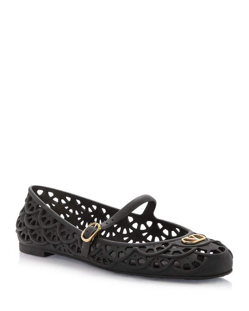 ヴァレンティノ レディース シューズ パンプス Valentino Garavani Womens PM Embellished Ballet Flats Black ブラック