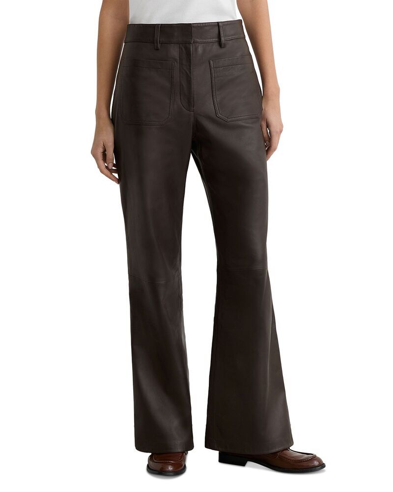 レイス レディース ボトムス カジュアルパンツ レザー REISS Priya Leather Flared Trousers Chocolate チョコレート