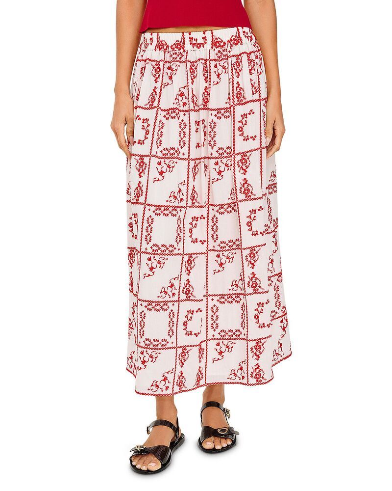 レイルズ レディース ボトムスカート 刺繍 Rails Dax Embroidered Pull On Skirt Ivory Red アイボリー