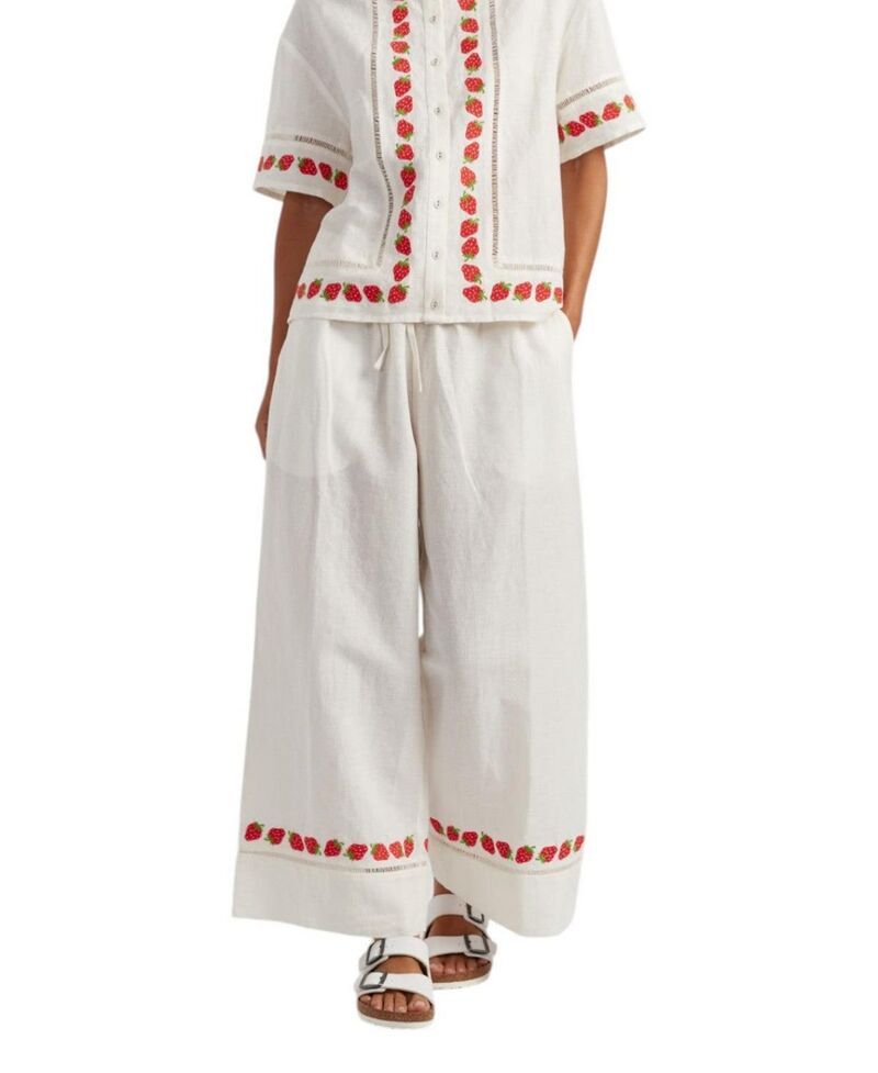 チンティアンドパーカー レディース ボトムス カジュアルパンツ リネン Chinti Parker Womens LinenBlend Strawberry Trousers Cream クリーム