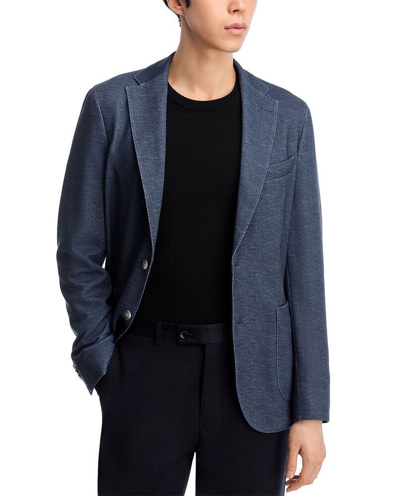 ボス メンズ アウター ジャケット・ブルゾン スリムフィット コート ジャージー BOSS Hanry Melange Jersey Slim Fit Unstructured Sport Coat Dark Blue ブルー