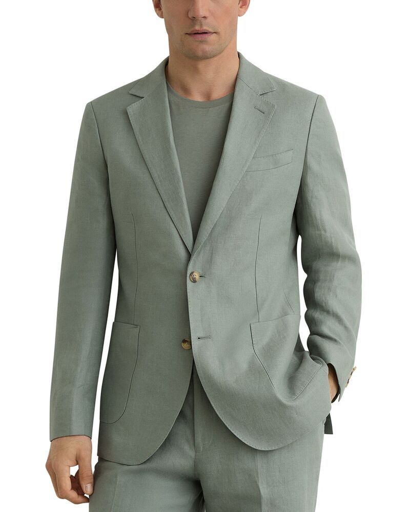 レイス メンズ アウター ジャケット・ブルゾン ブレザー リネン REISS Atlantic Tailored Fit Linen Blazer Sage セージ