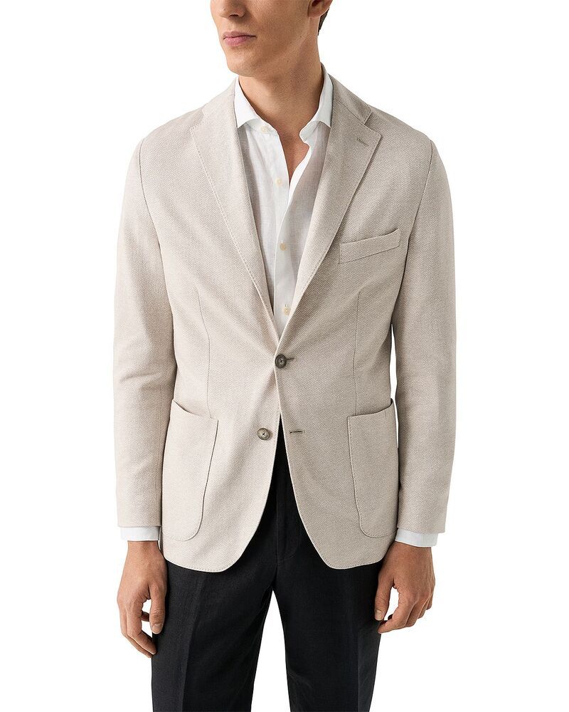 エトン メンズ アウター ジャケット・ブルゾン ジャージー リネン Eton Herringbone Linen Jersey Soft Jacket Light Beige ベージュ
