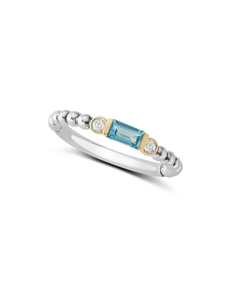 ラゴス レディース アクセサリー リング LAGOS 18K Gold Sterling Silver Blue Topaz Diamond Rittenhouse Stacking Ring BlueSilver ブルー
