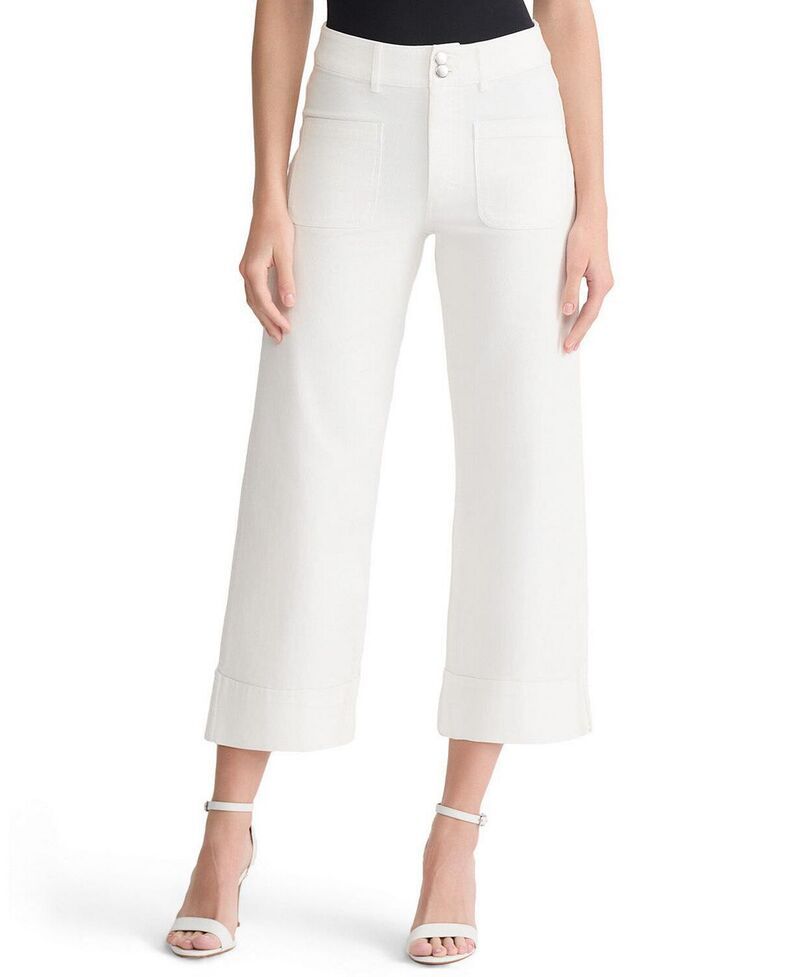 ミンウォン レディース ボトムス デニムパンツ クロップド ジーンズ Ming Wang Cropped WideLeg Jeans White ホワイト