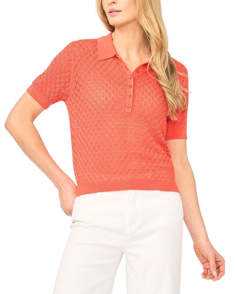 テッドベーカー レディース トップス ポロシャツ Ted Baker Clara Short Sleeve Pointelle Polo Shirtomatorange オレンジ