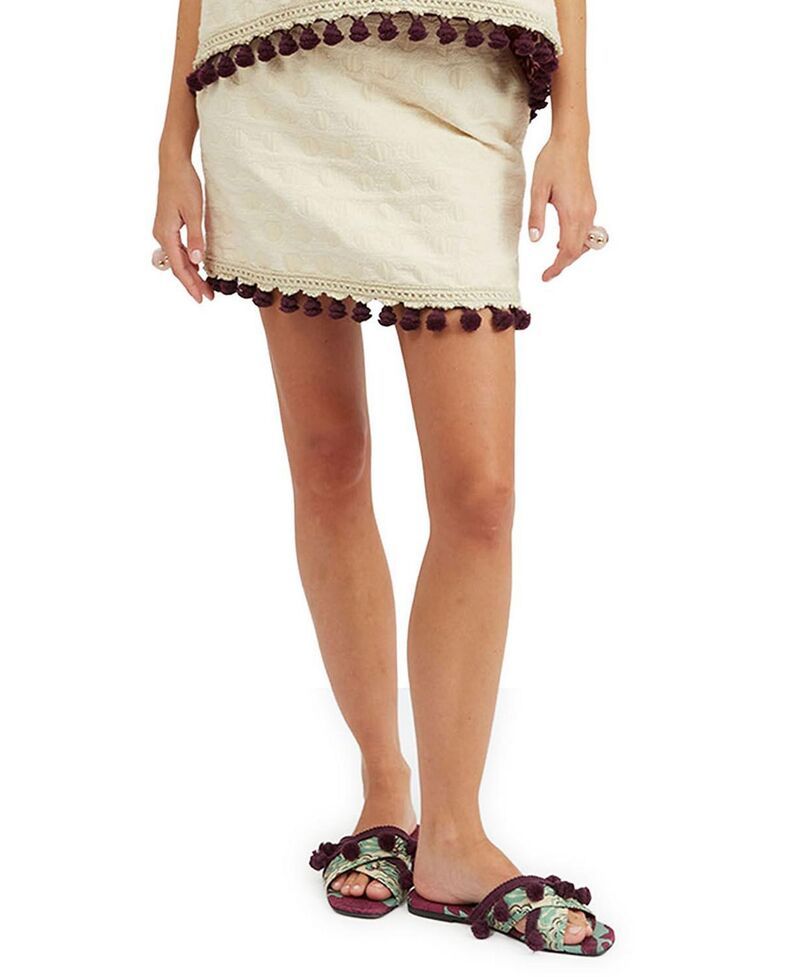 ラ・ダブル・ジェイ レディース ボトムスカート ミニ 刺繍 La DoubleJ Baia Mini Skirt Embroidered Creamy Jacquard Cream クリーム