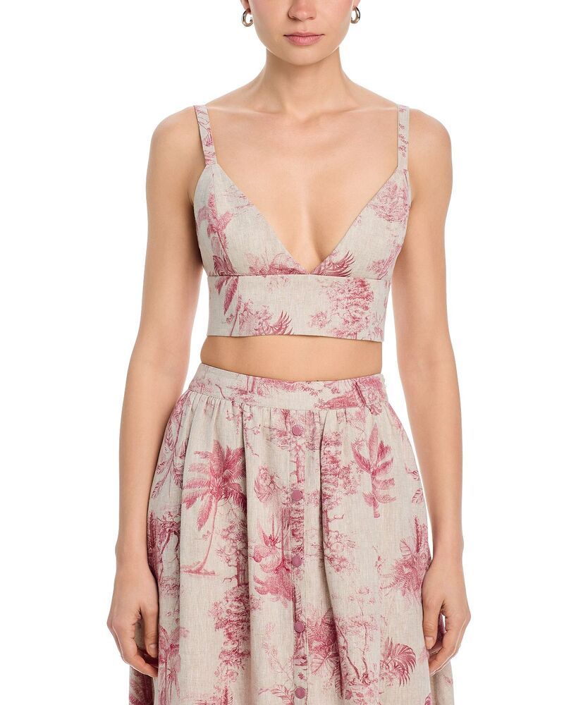 ラジャンス レディース アンダーウェア ブラジャー リネン LAGENCE Kaori Linen Bralette Top Tan Multi Jungle Toile タン