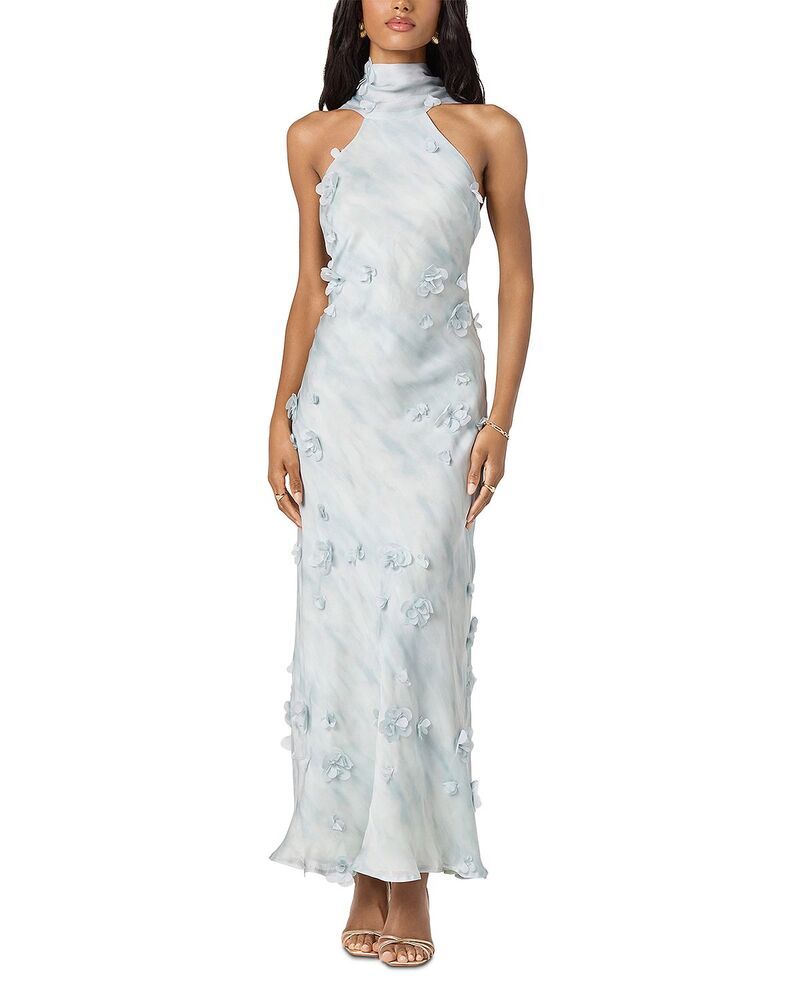 アストール レディース トップス ワンピース フラワー柄 ノースリーブ フラワー ホルター ASTR the Label 3D Floral Applique Sleeveless Halter Dresseafoam