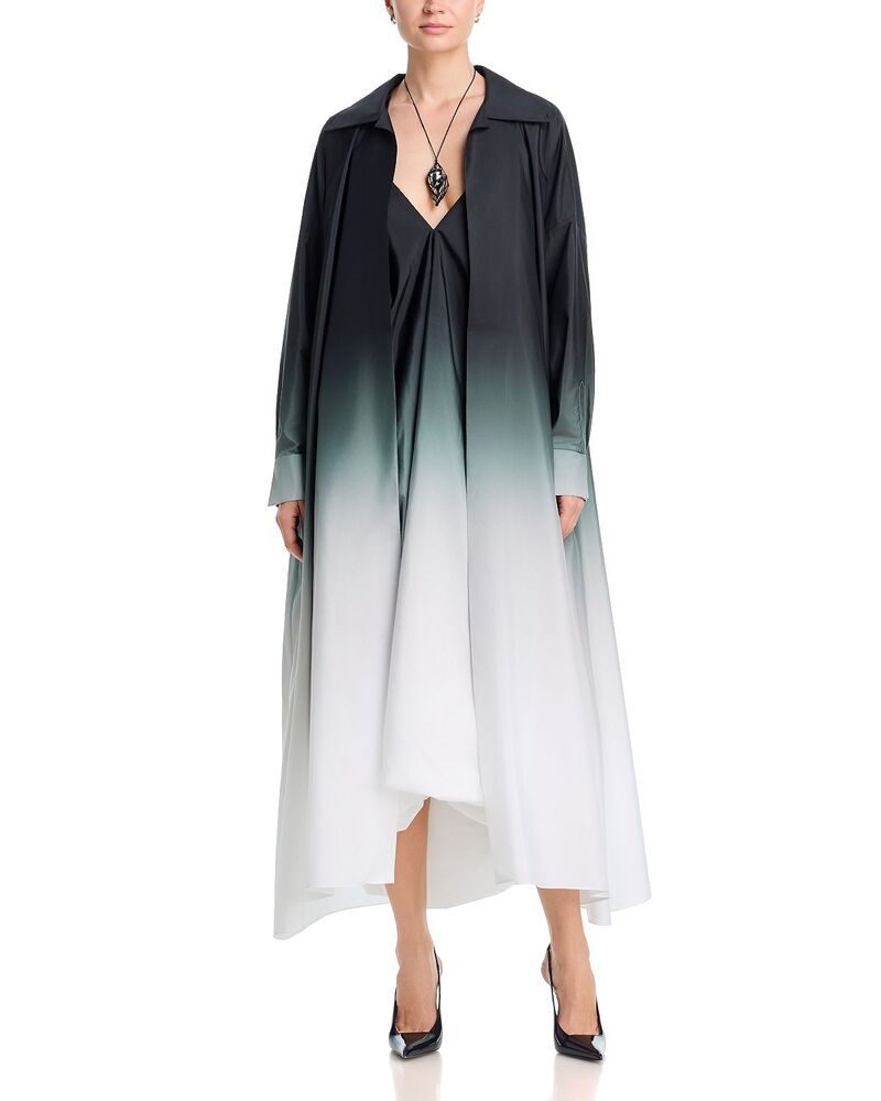 ノーマカマリ レディース トップス シャツ Norma Kamali Super Oversized Neck Shirt Dress BlackWhite Ombre ホワイト