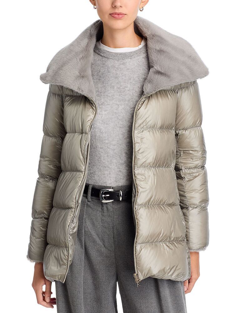 ヘルノ レディース アウター コート ダウン Herno Ultralight Down High Low Mid Length Coat Grigio Perla