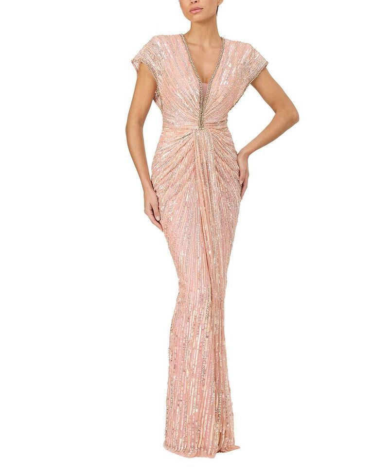 ジェニー・パッカム レディース トップス ワンピース Vネック スパンコール マキシ Jenny Packham Zola SequinEmbellished Vneck Maxi Dress Peach Fizz ピーチ