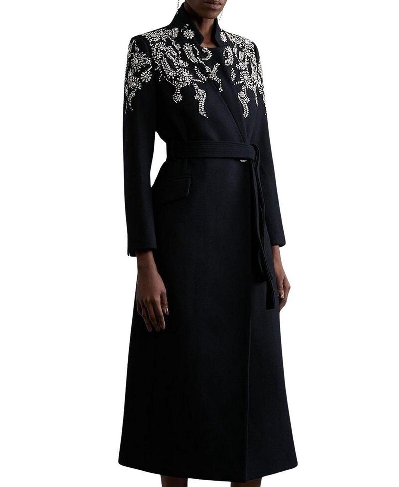 カレンミレン レディース アウター コート ミディ ウール Karen Millen Tailored Wool Double Breasted Midi Coat Black ブラック
