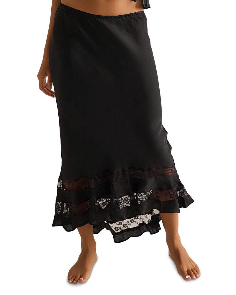 フリーピープル レディース ボトムスカート Free People Long Lost Lover Slip Skirt Black ブラック