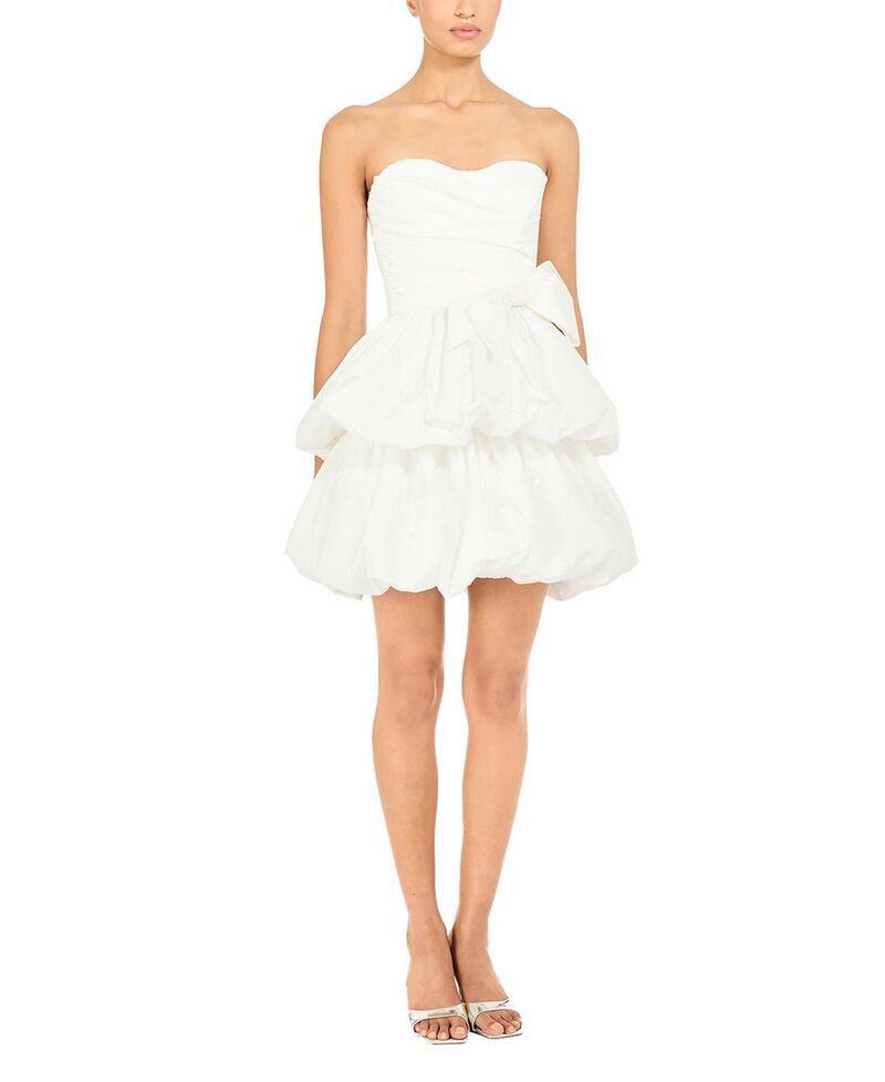 ジェニー・パッカム レディース トップス ワンピース ティアード ミニ Jenny Packham Elaine Bow Tiered mini Dress Ivory アイボリー