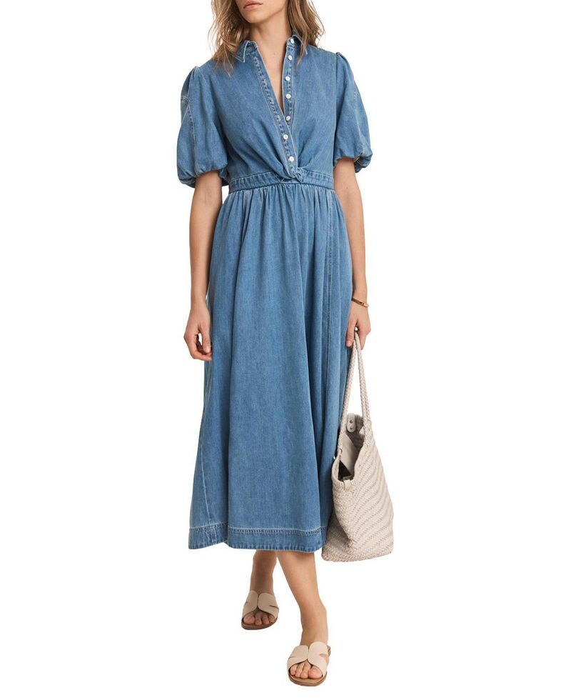 ミルトンベルベット レディース トップス ワンピース ミディ デニム Mint Velvet Womens Denim Twist Midi Dress Blue ブルー