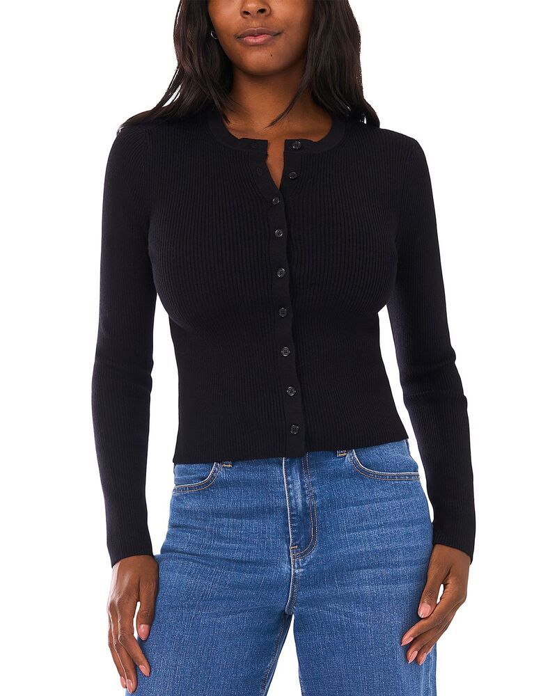 ワンステイト レディース アウター ニット・セーター リブ カーディガン 1STATE Ribbed Cardigan Rich Black ブラック