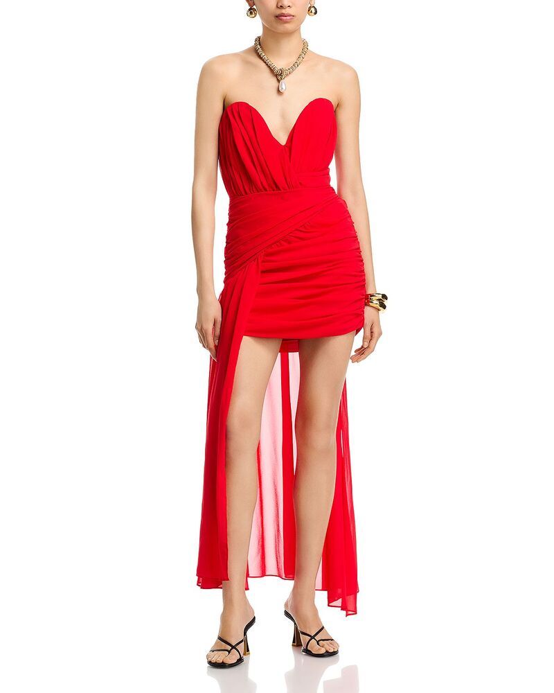 バードット レディース トップス ワンピース ミニ ストラップレス Bardot Remalia Strapless Mini Dress Fired レッド