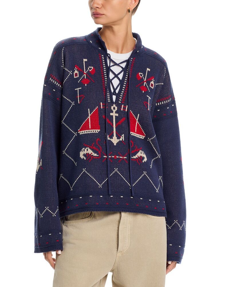 ザ・グレート レディース アウター ニット・セーター レース THE GREAT The Fisherman Lace Upullover Sweater Navy ネイビー