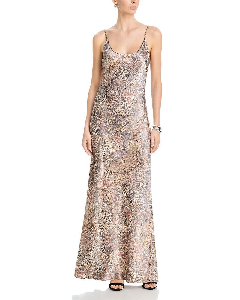ラジャンス レディース トップス ワンピース シルク LAGENCE Charmaine Silk Scoop Neck Gown TanMauve Leopard タン