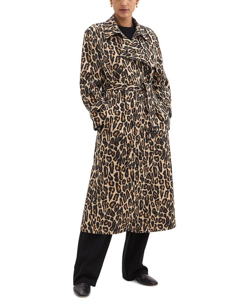 セオリー レディース アウター コート プリント ウール Theory Leopard Print Wool Trench Coat Beige Multi ベージュ