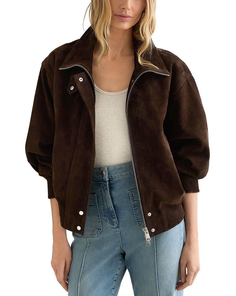 レイス レディース アウター ジャケット・ブルゾン スエード REISS Cara Suede Jacket Chocolate チョコレート