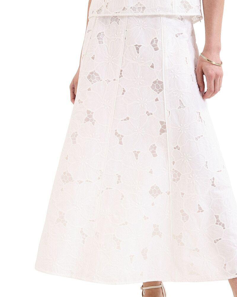 フェイズ・エイト レディース ボトムスカート ミディ レース Phaseight Marina Seamed Lace Midi Skirt Ivory アイボリー