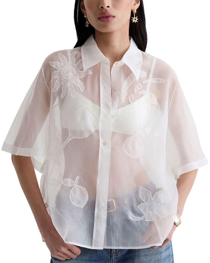 エージー レディース トップス シャツ シルク AG Emma Relaxed Silk Organza Short Sleeve Shirtipsy Sun