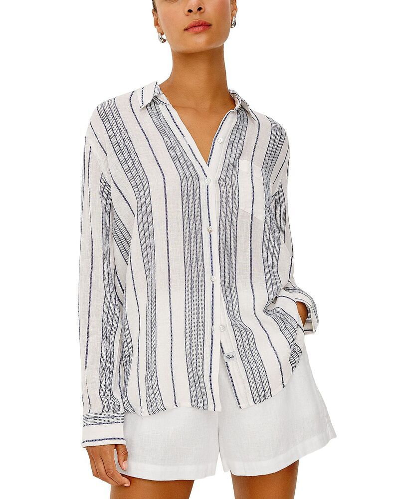 レイルズ レディース トップス シャツ 刺繍 Rails Charli Embroidered Shirt Salino Stripe ストライプ