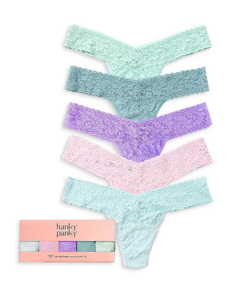 ハンキーパンキー レディース アンダーウェア パンツ ローライズ レース Hanky Panky Signature Lace Low Rise Thongset of 5 Celeste BluePretty in PeachHyacinthDuck Egg