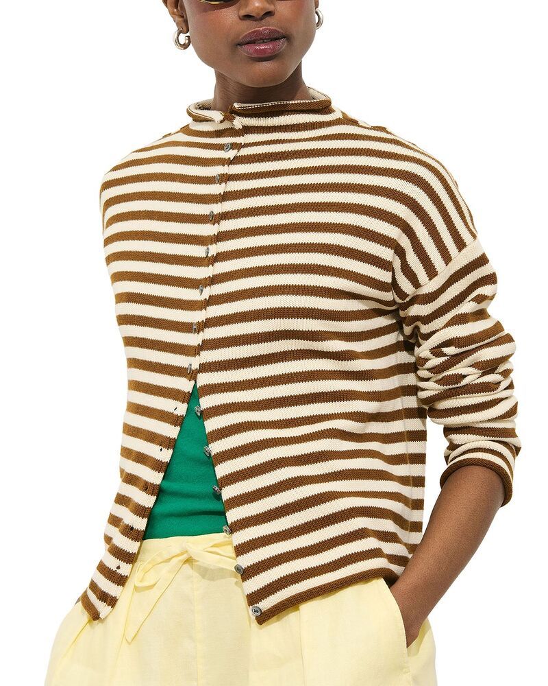 アレックスミル レディース アウター カーディガン Alex Mill Taylor Striped Cardigan IvoryBrown アイボリー