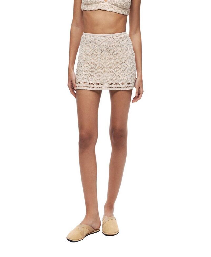 ノクチューン レディース ボトムスカート ミニ レース ハイウエスト NOCTURNE HighWaisted Lace Mini Skirt Open White ホワイト