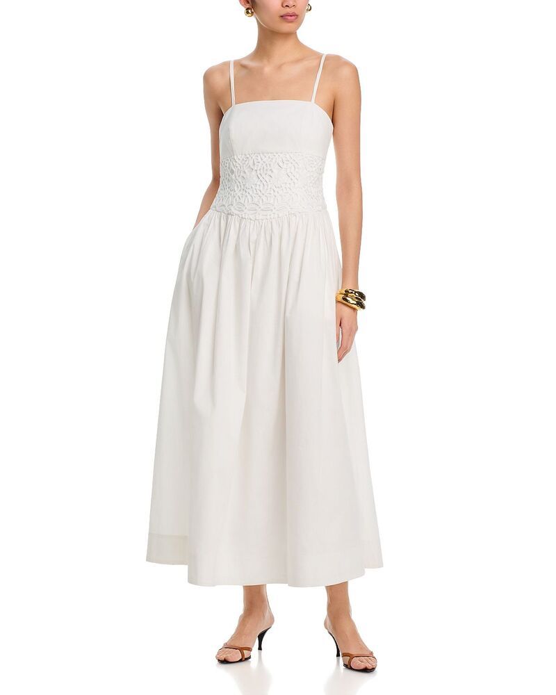 ミリー レディース トップス ワンピース マキシ MILLY Lou Crochet Maxi Dress White ホワイト
